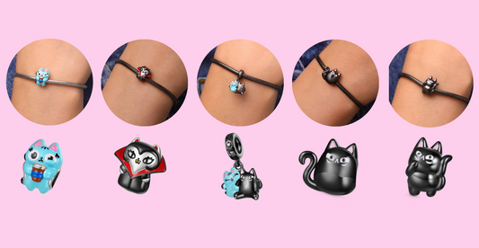 Five cute unique sterling silver cat charms by BluVelvet Art
