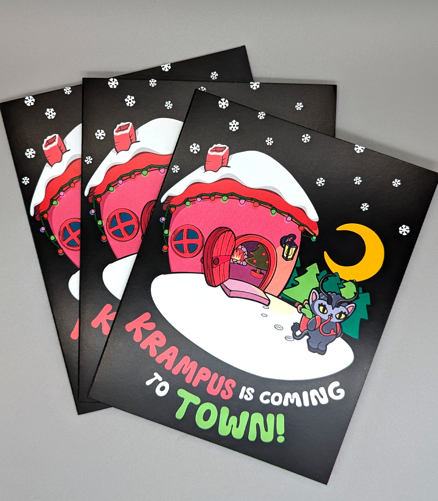 Krampus is Coming to Town Creepmas Card. Kawaii Krampus is here to give you cute Christmas nightmares!