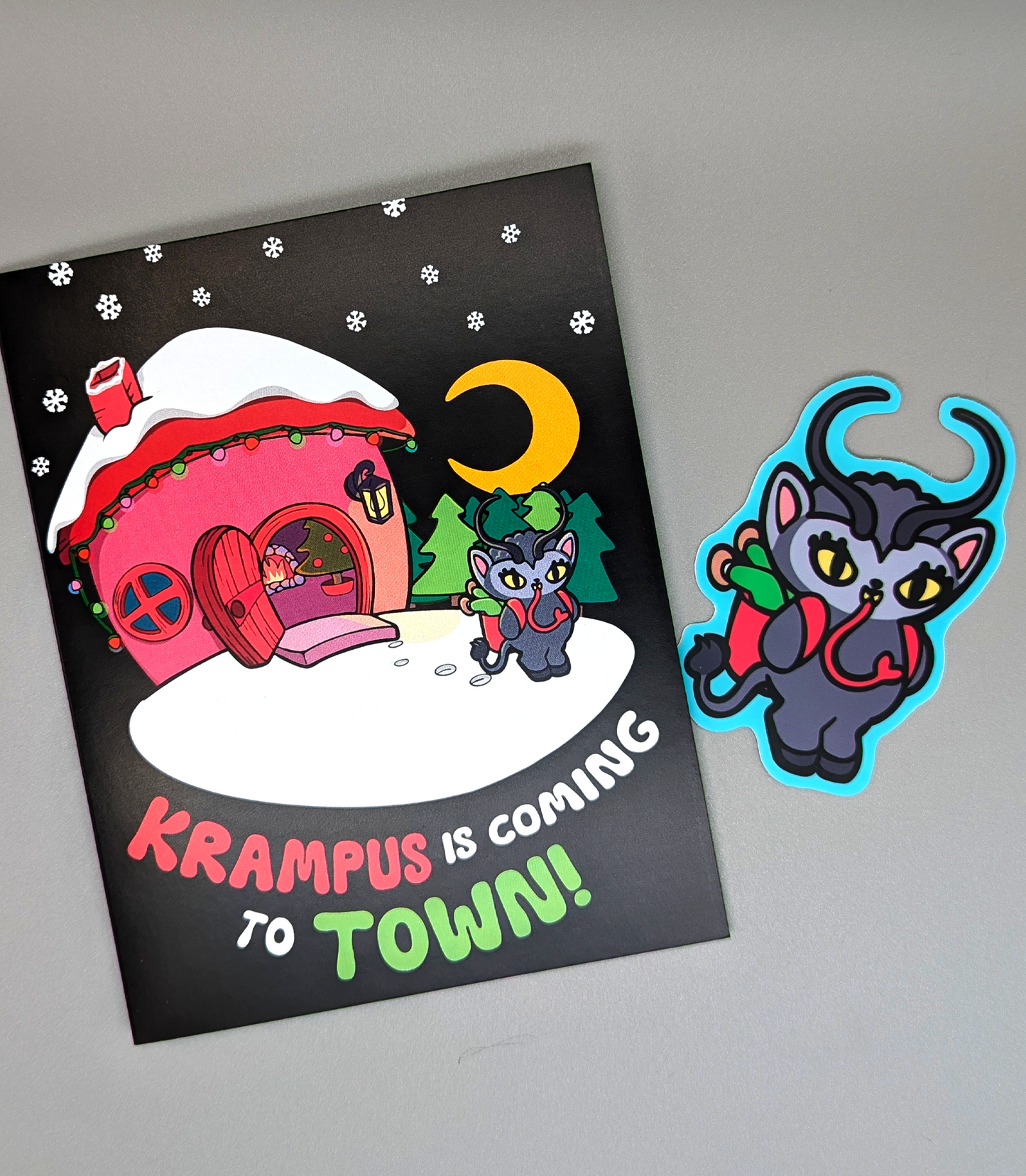 Krampus is Coming to Town Creepmas Card. Kawaii Krampus is here to give you cute Christmas nightmares!