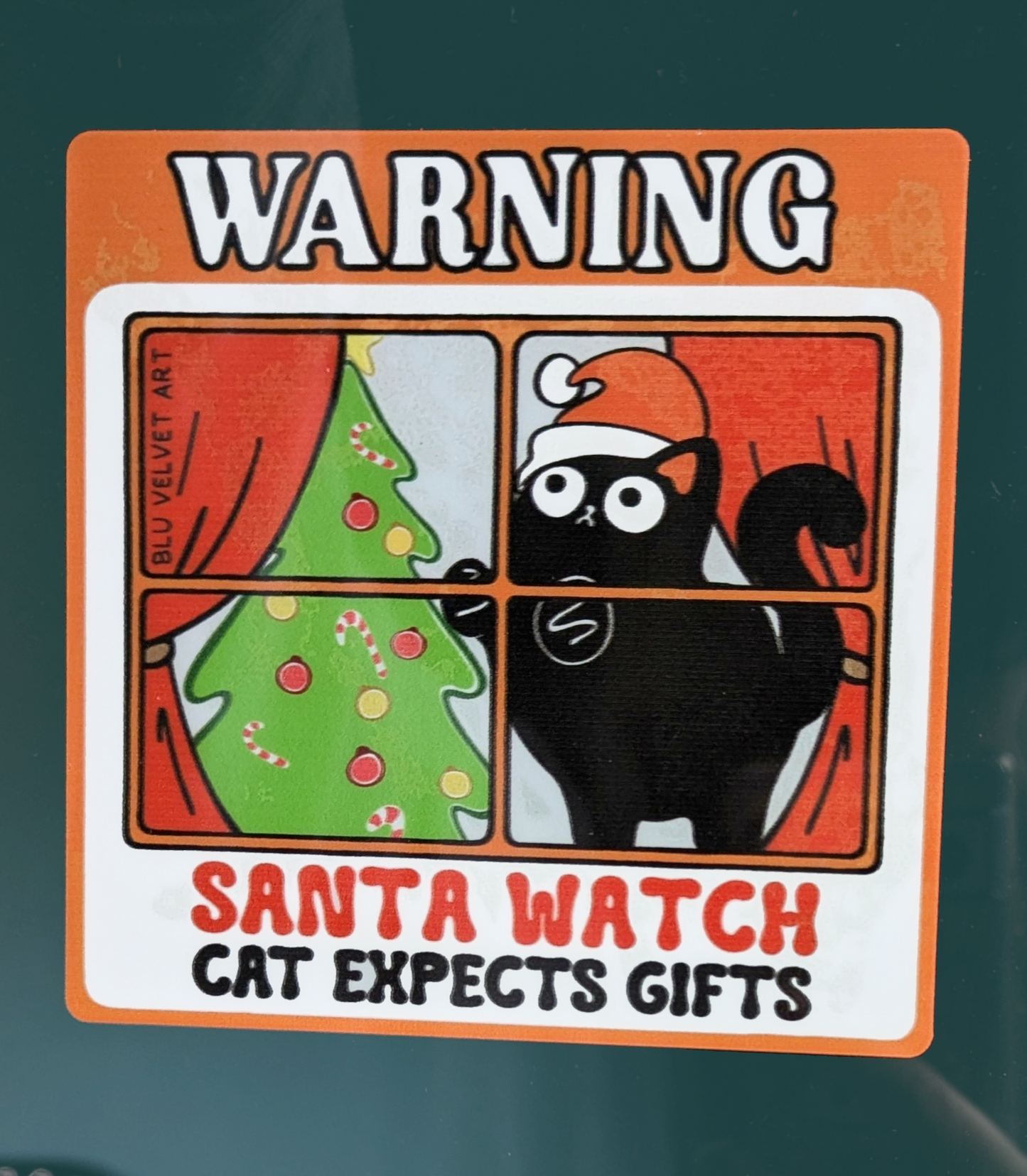 Neighborhood Watch Christmas Window Cling - Santa Watch
