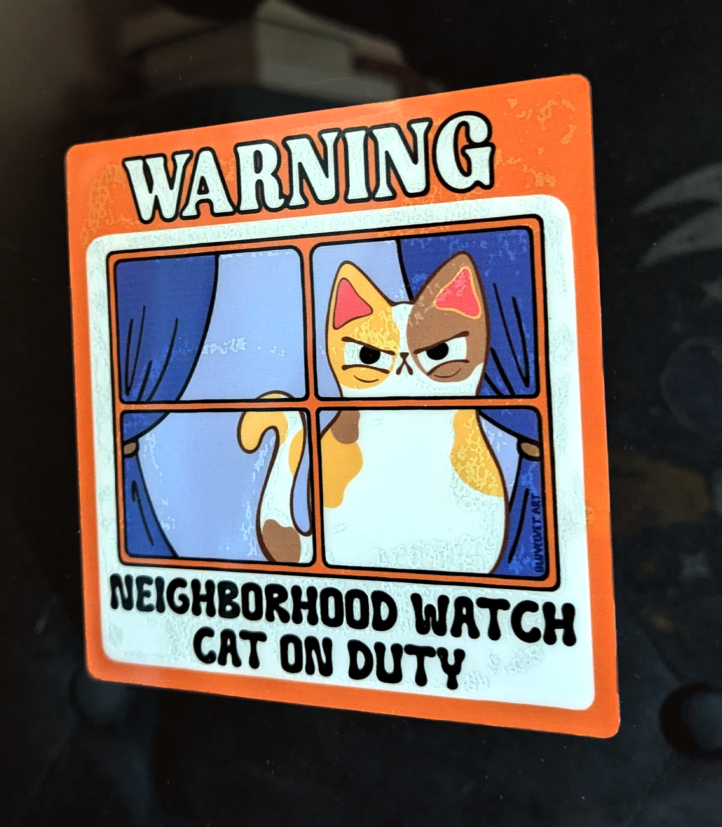 Neighborhood Watch Cat CALICO Window Cling window kitty gift for cat lover static cling | cute gift for calico cat lover