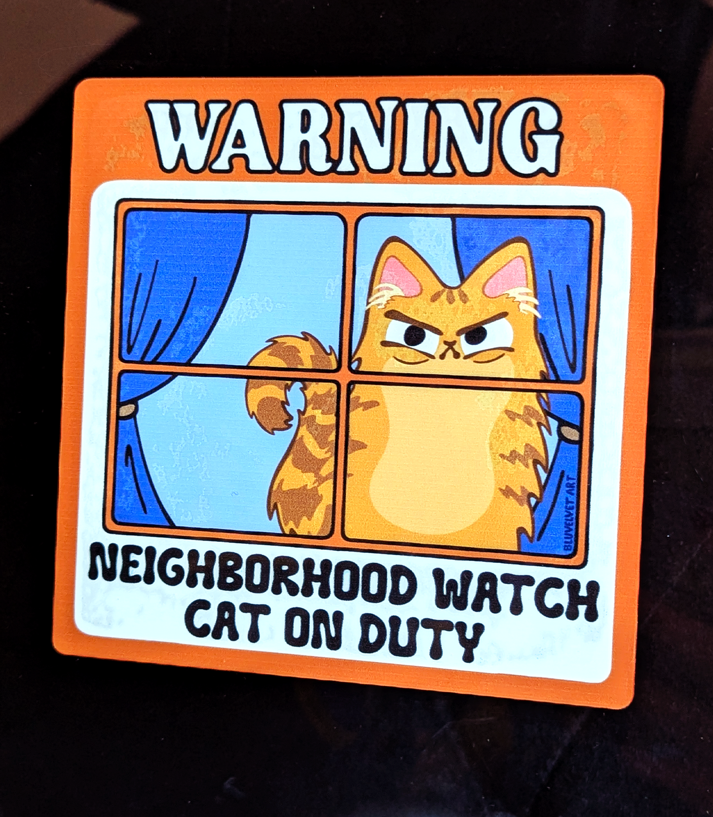 Neighborhood Watch Cat FLUFFY ORANGE TABBY Window Cling window kitty gift for cat lover static cling | funny unique cat gift