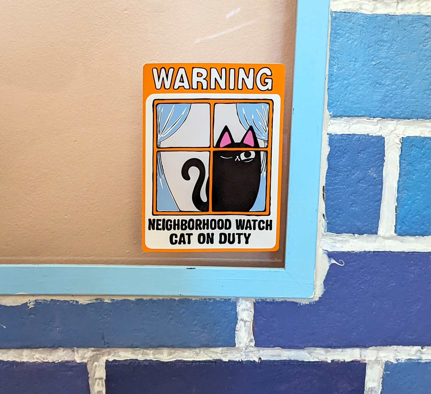 Neighborhood Watch Cat Window Cling - Black Cat One Eye