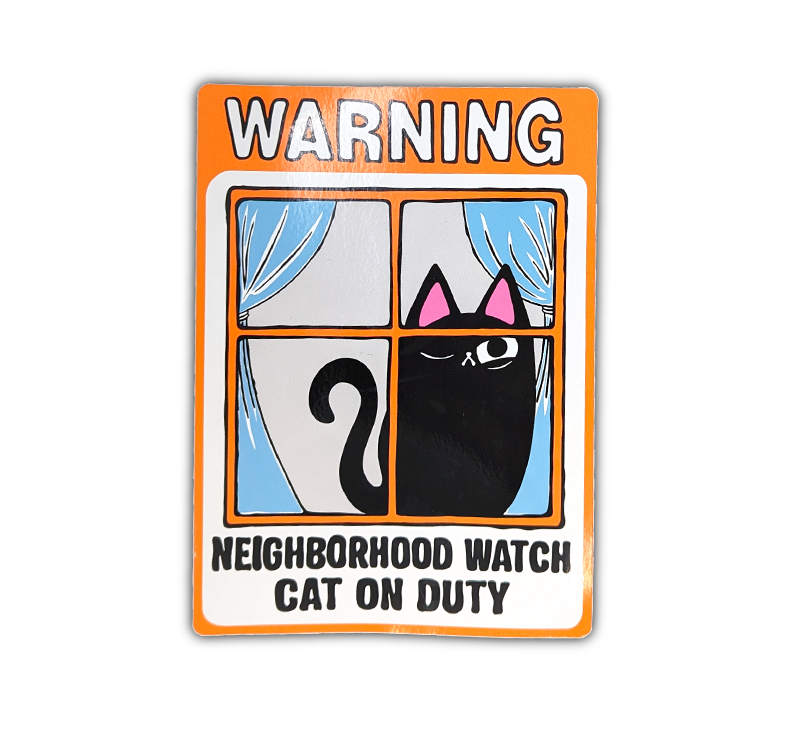 Neighborhood Watch Cat Window Cling - Black Cat One Eye