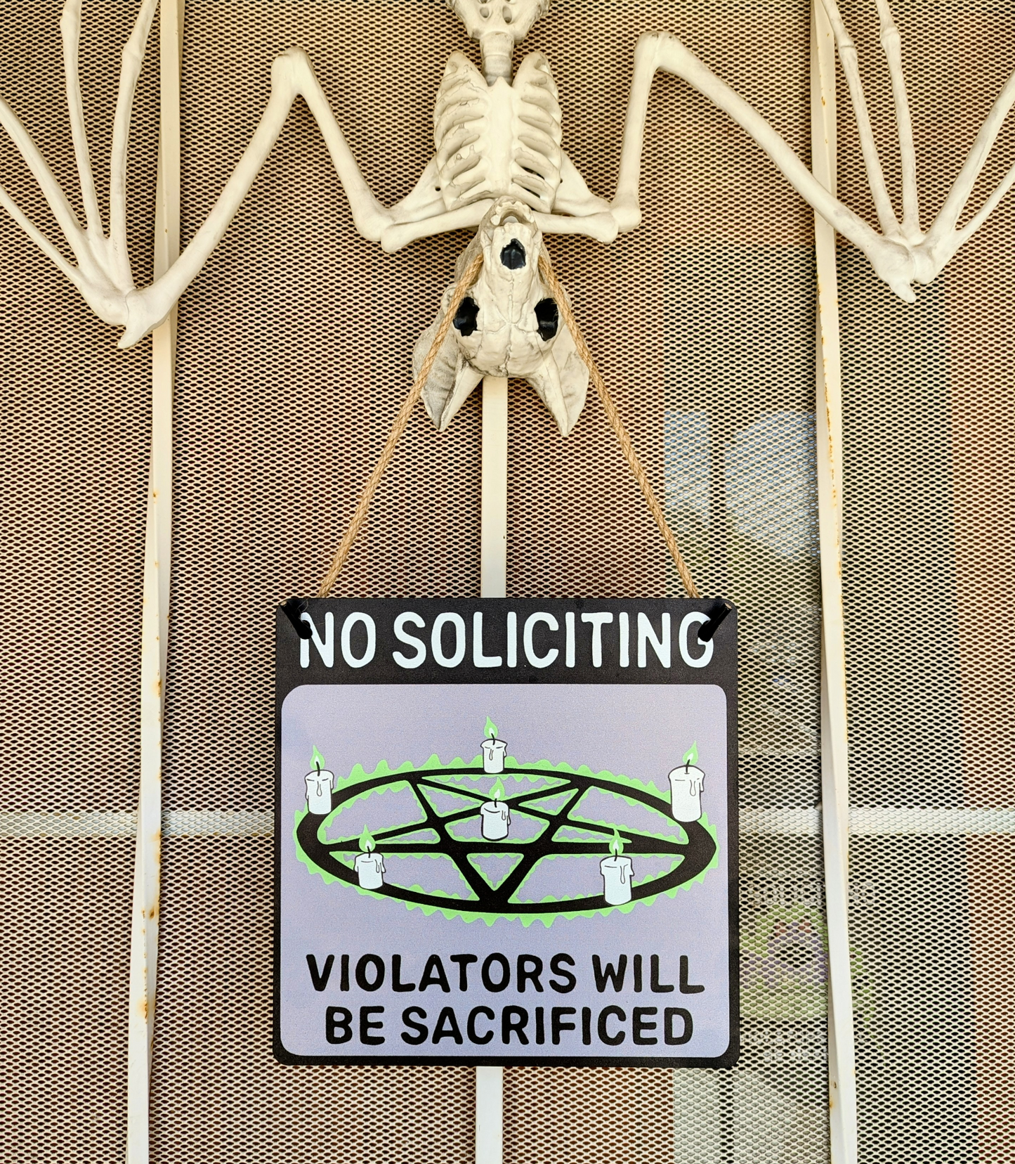 Wooden No Soliciting Sign (Violators Will Be Sacrificed)
