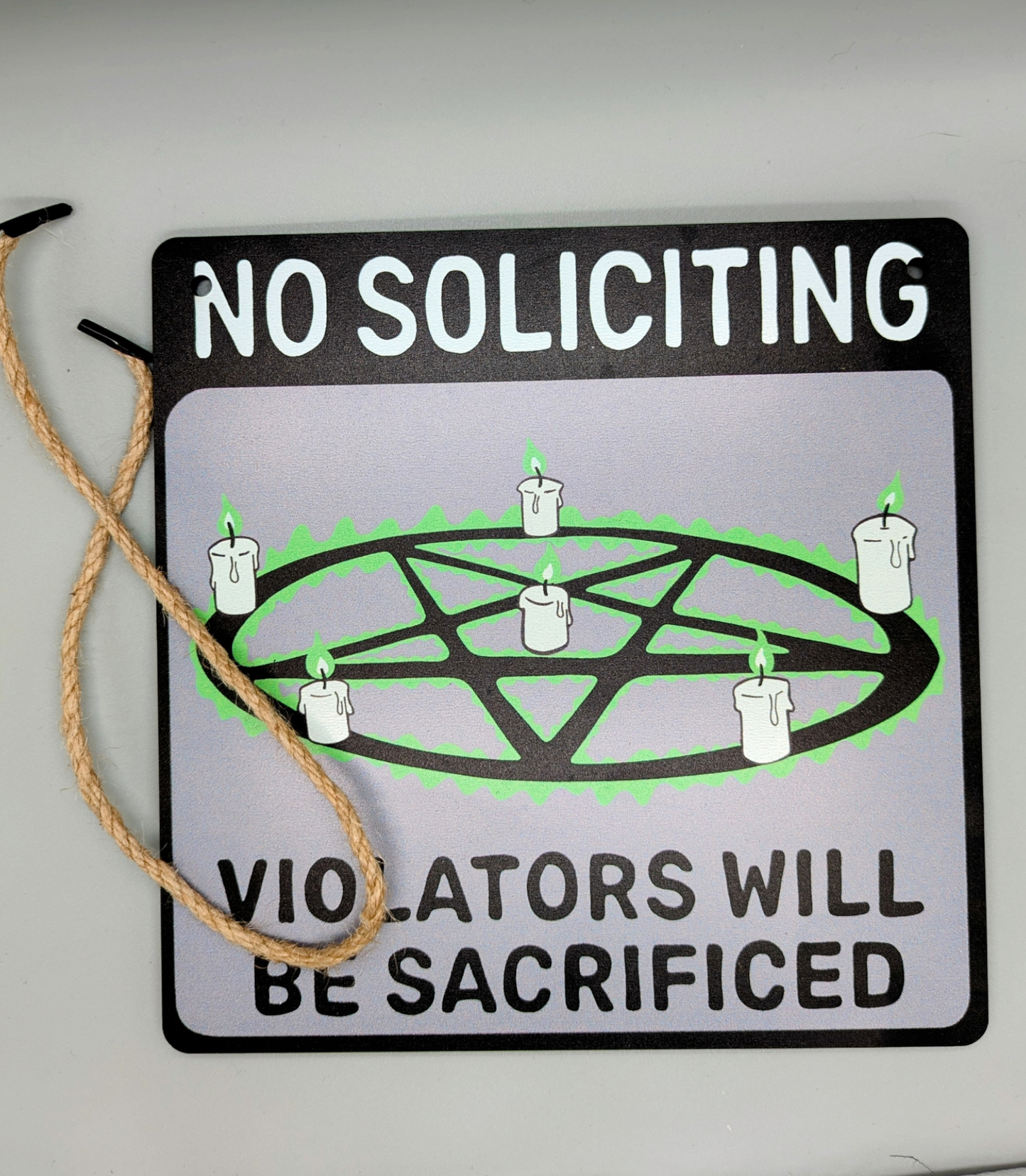 Wooden No Soliciting Sign (Violators Will Be Sacrificed)