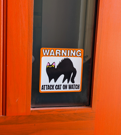 Attack Cat on Watch Window Cling on Door Window