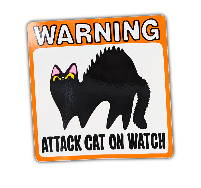 Attack Cat on Watch Window Cling – BluVelvetArt