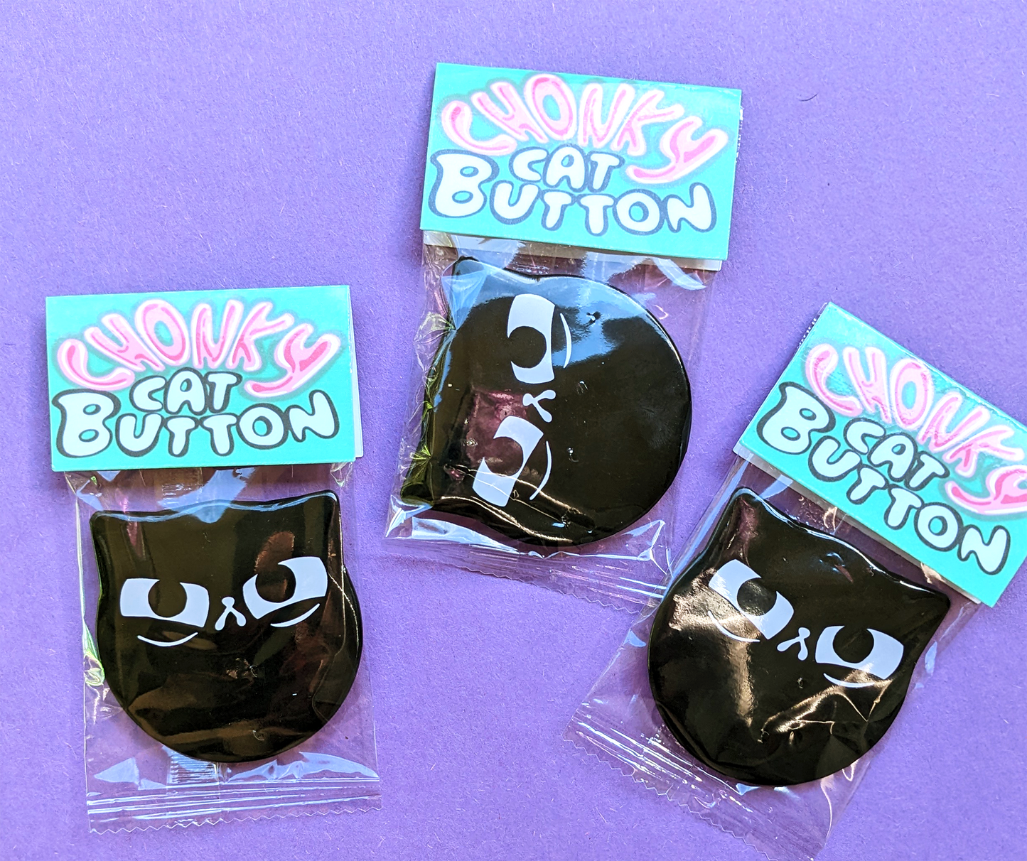 black cat buttons as cat lover gifts packaged