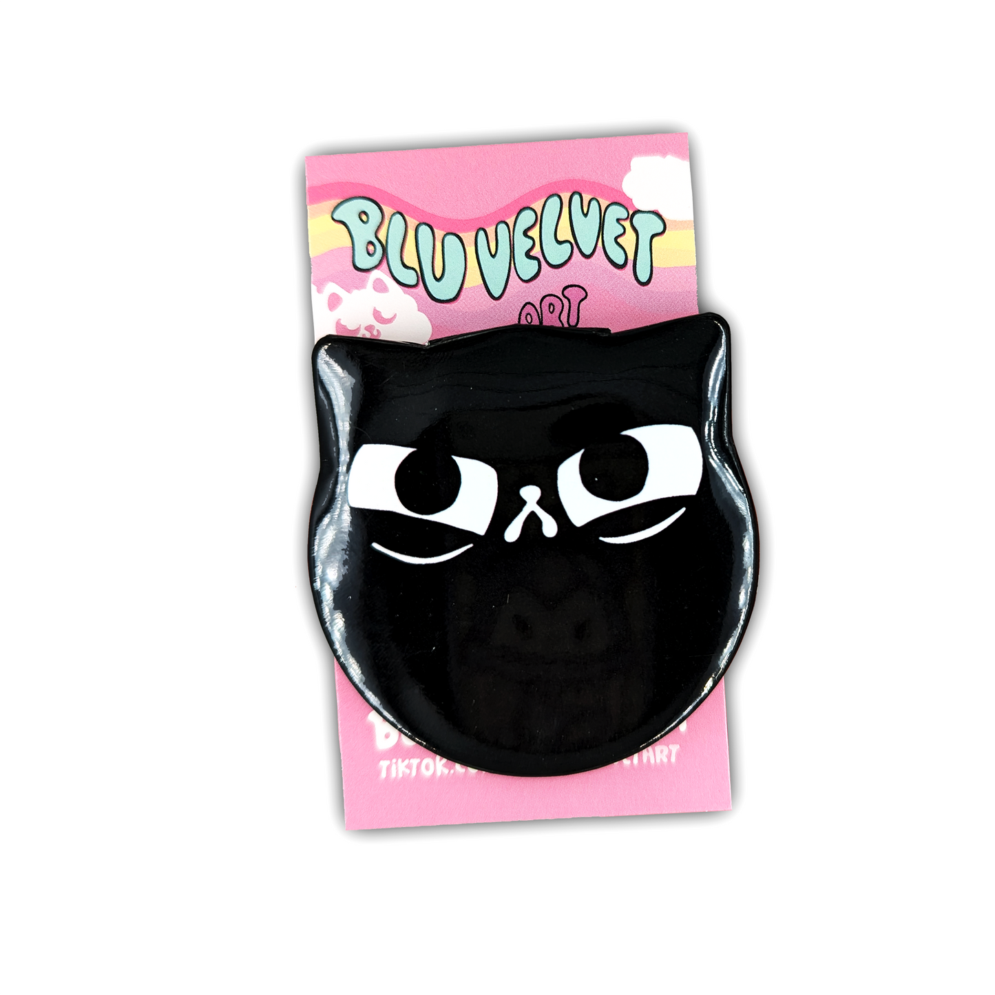 Big judgy black cat button. A funny cat gift for judgy cat lovers