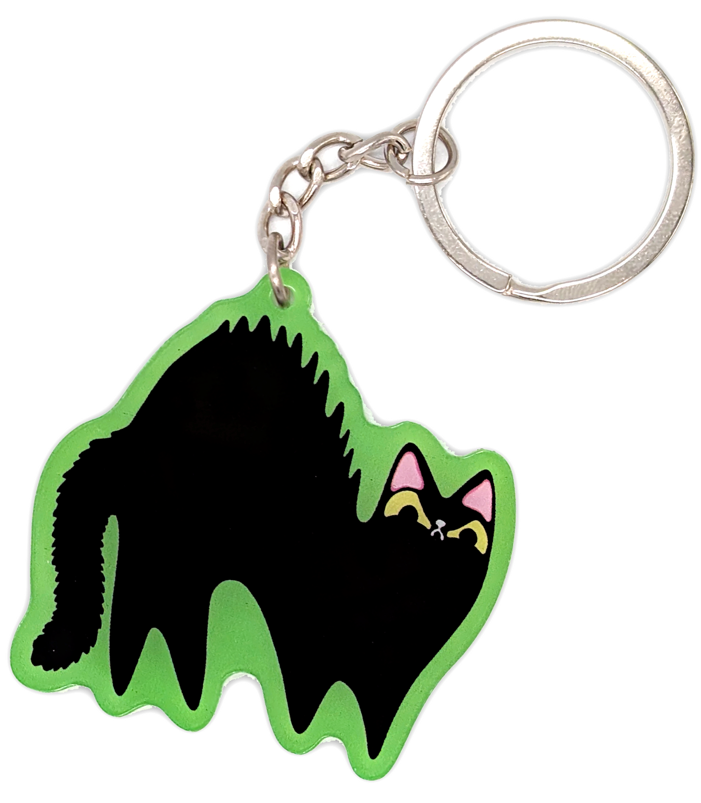 Scaredy Halloween Cat Acrylic Keychain