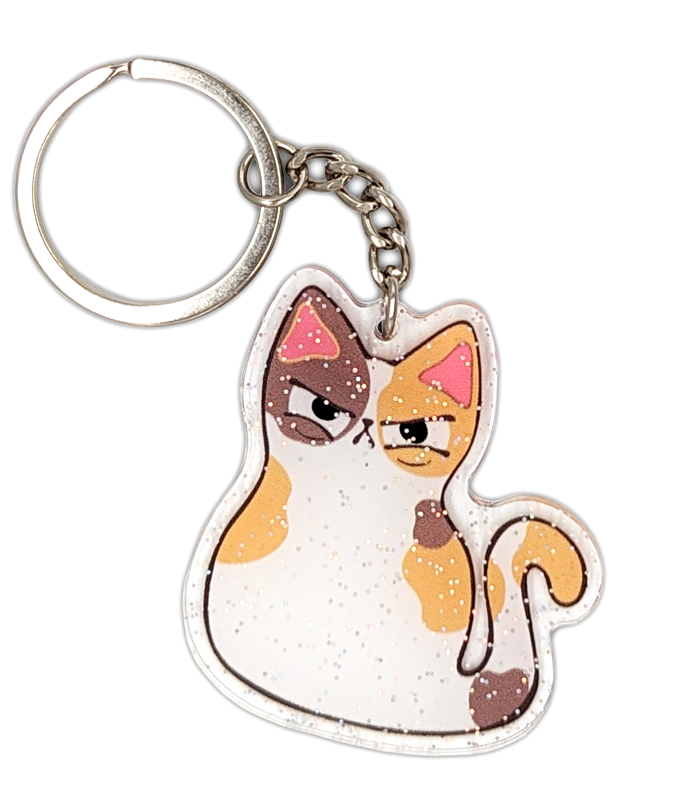 Glitter Calico cat keychain. A cute gift for Calico cat lovers