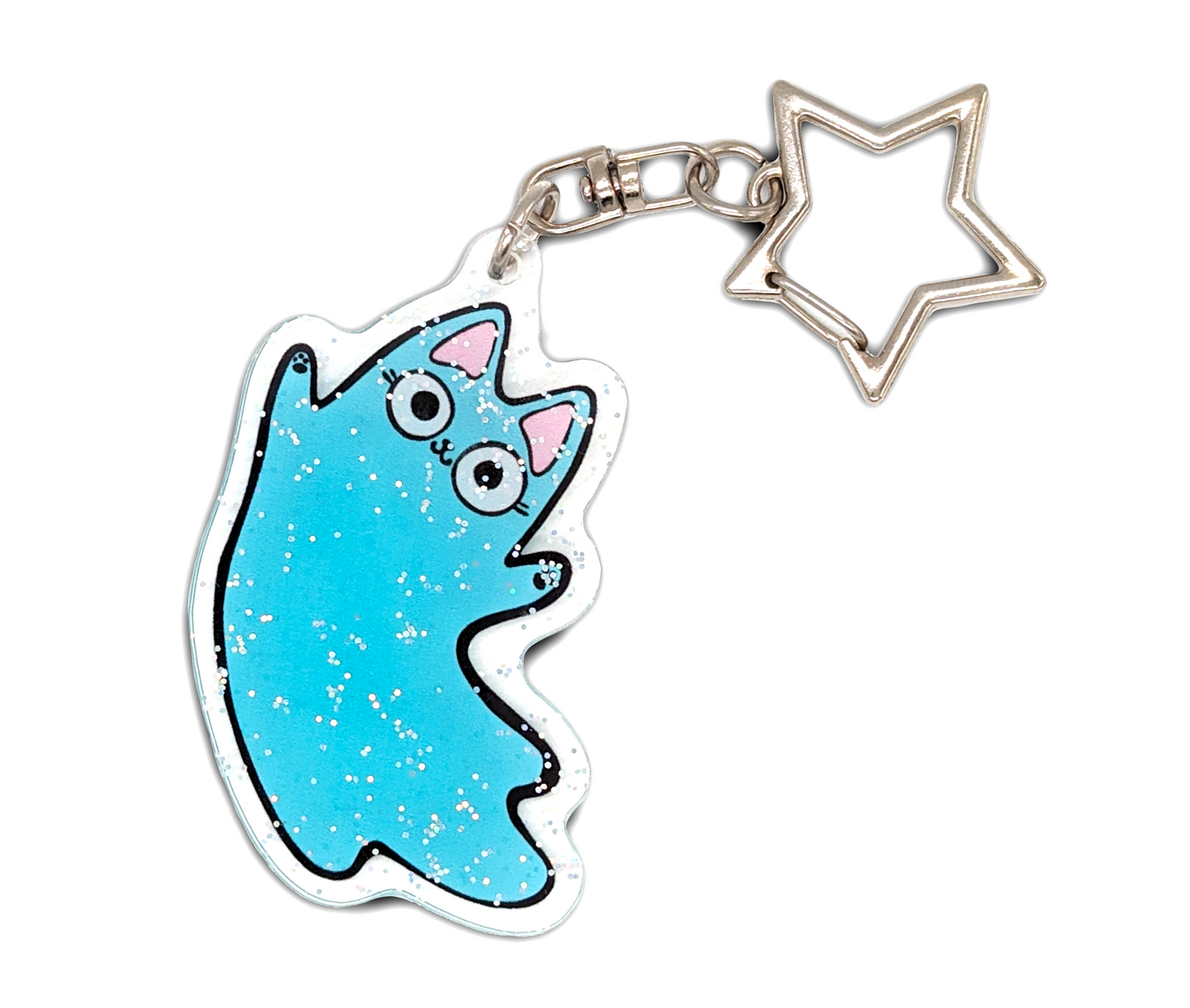 Acrylic ghost cat keychain! Cool gift for those who love goth and kawaii fashion!