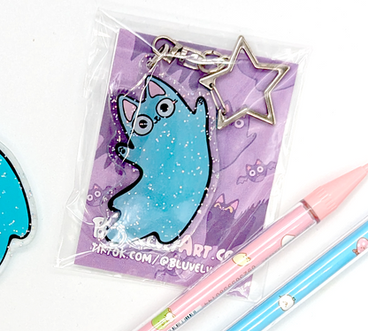 Ghost cat acrylic keychain in cute halloween packaging