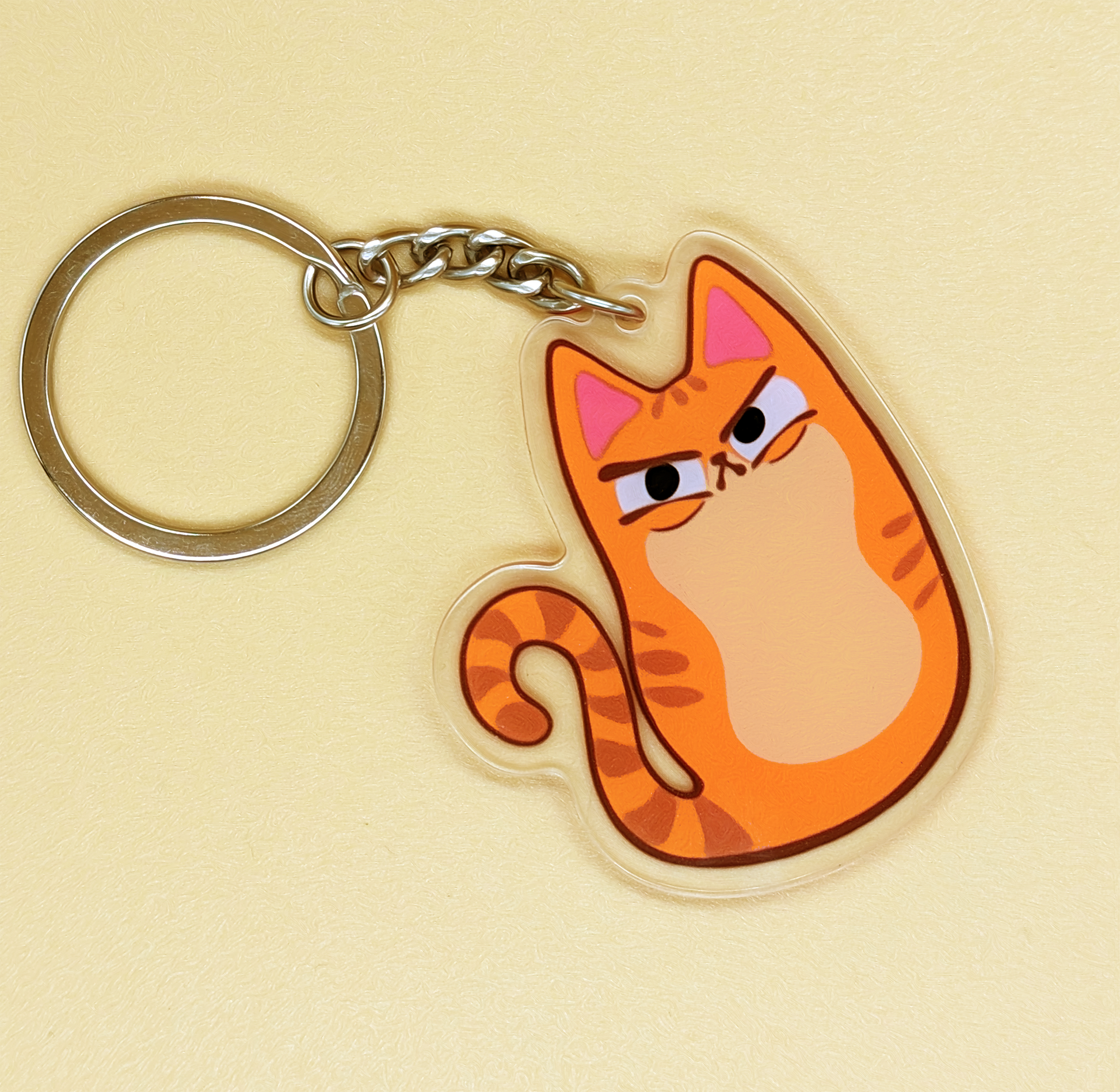 Judgmental Orange Tabby Cat Acrylic Keychain