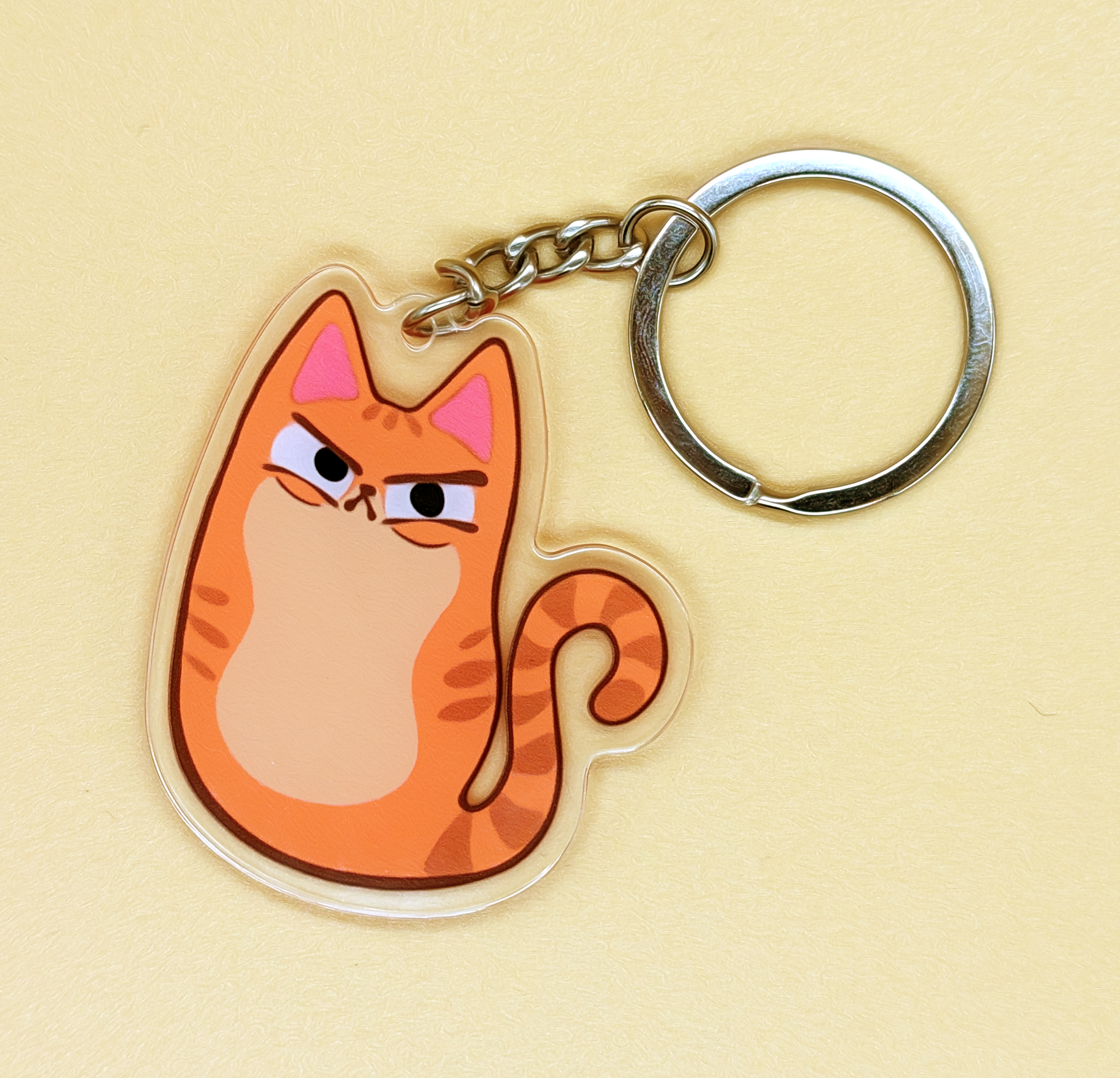 feisty orange tabby cat keychain