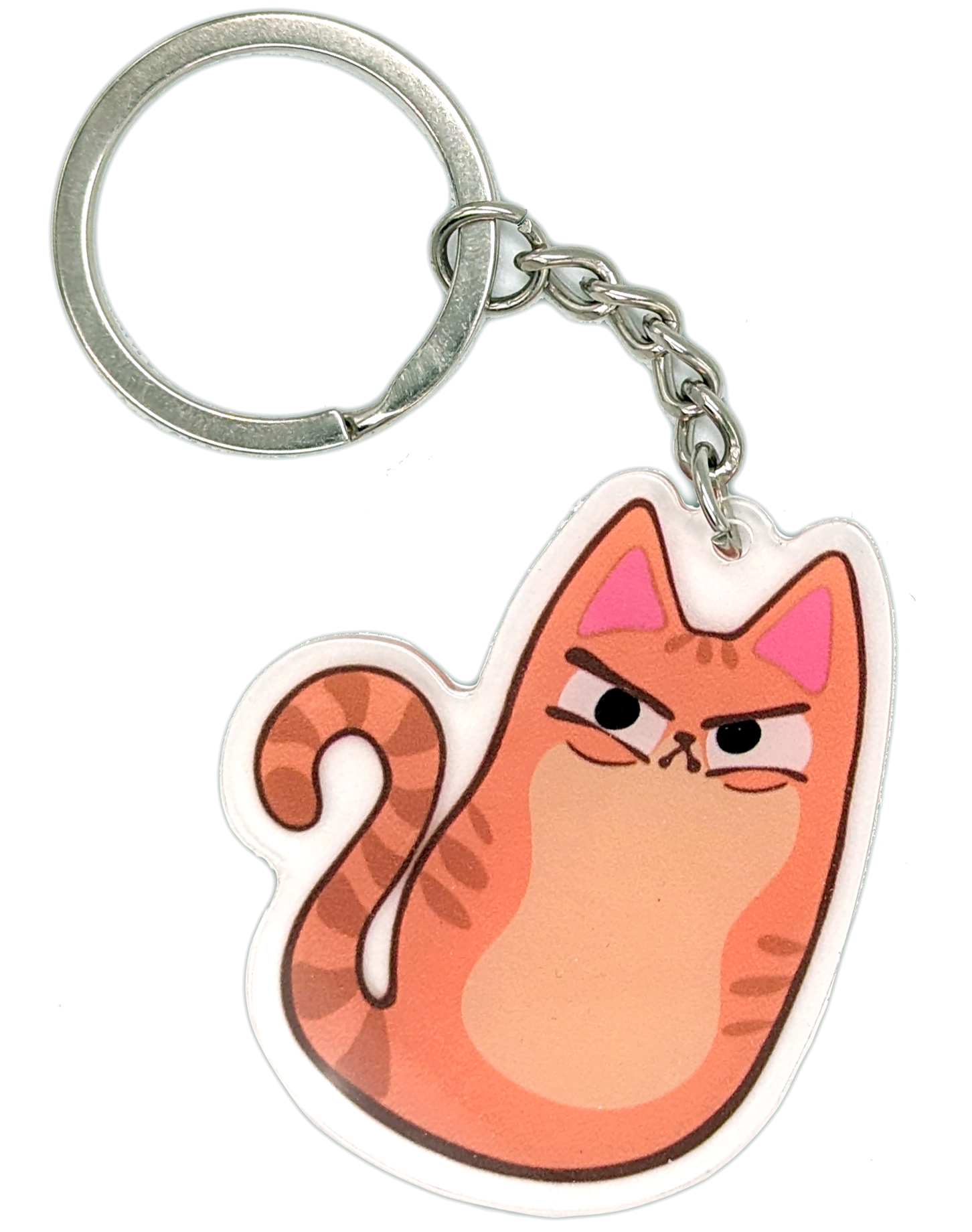 Angry Orange Tabby Cat Acrylic Keychain