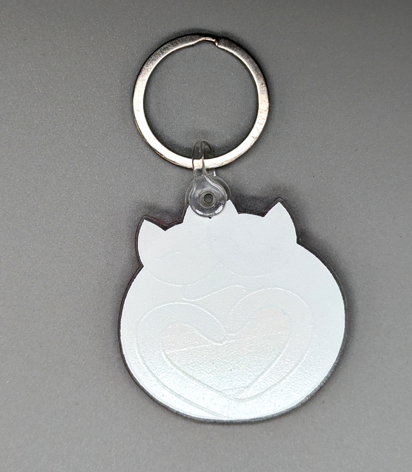 back of rainbow pride cats keychain