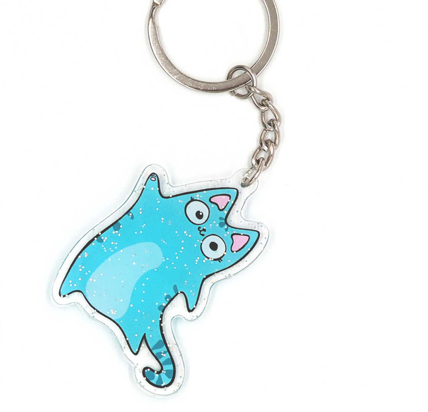 Little Blue Tabby Cat Keychain for kawaii fashion lovers