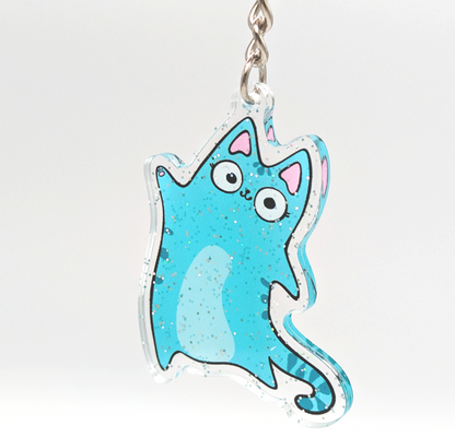 Little blu cat clear keychain as cat lover gift