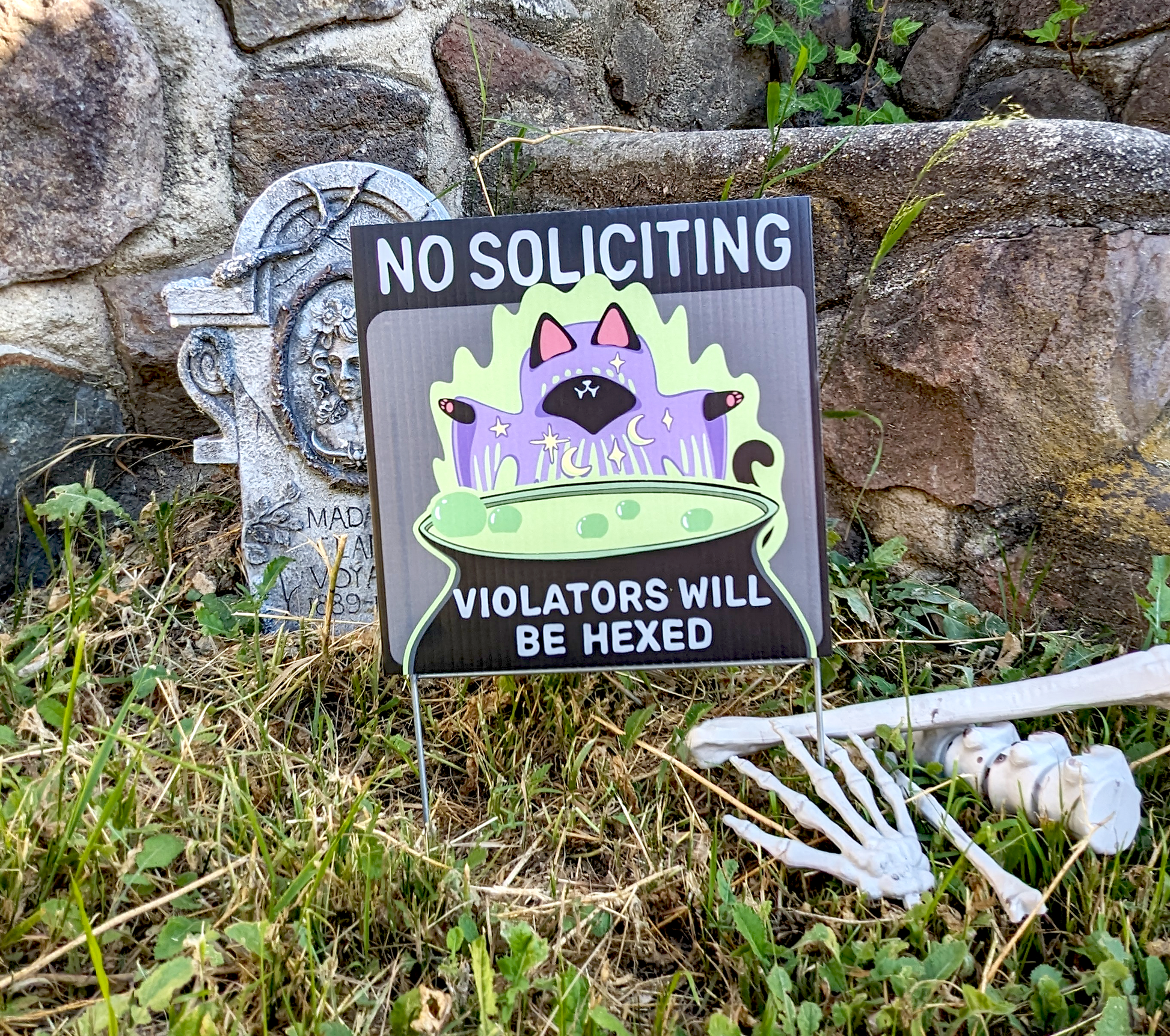 goth no soliciting yard sign for witches