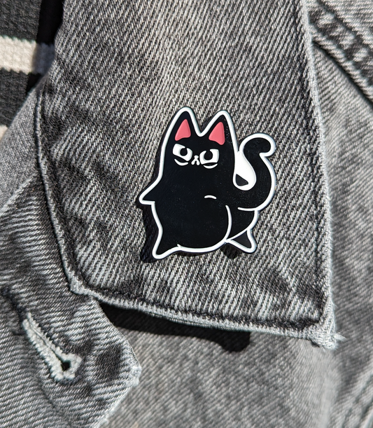 Caked Up Judgy Cat Enamel Pin 1.5 inches (big booty cat!)