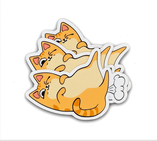 Pack of 3 Farty Cat Stickers