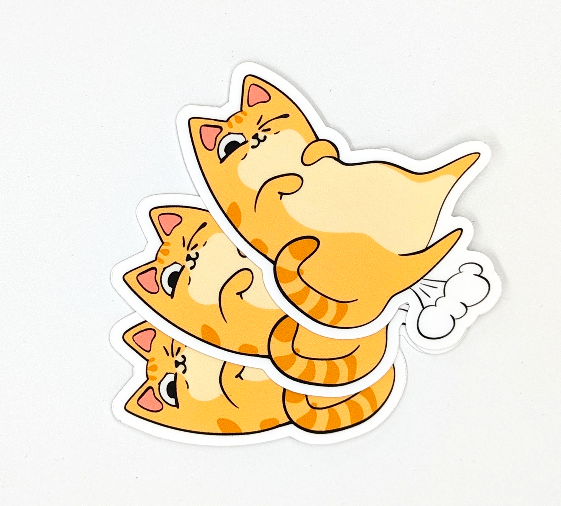 orange tabby cat farting as a gag gift for cat lovers