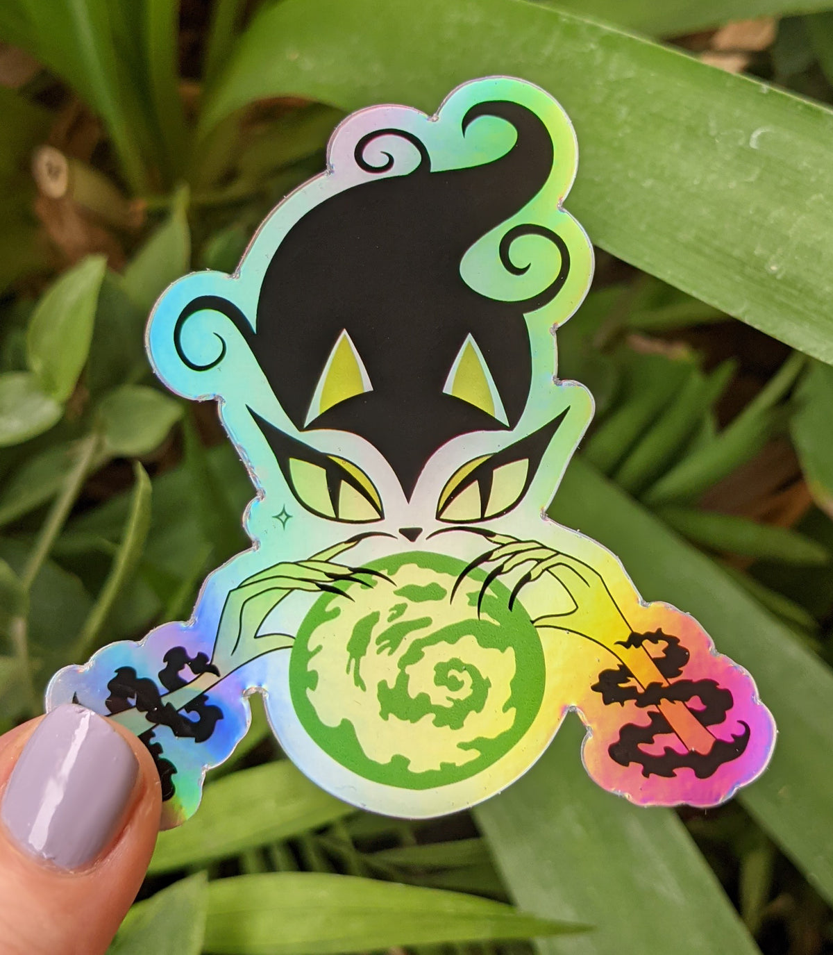 Holographic Witchy Kitty Sticker