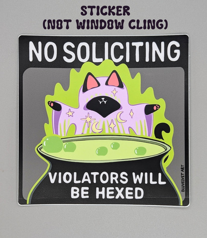 No Soliciting Hex Vinyl Sticker 4.5"