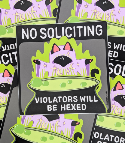 No Soliciting Hex Vinyl Sticker 4.5"