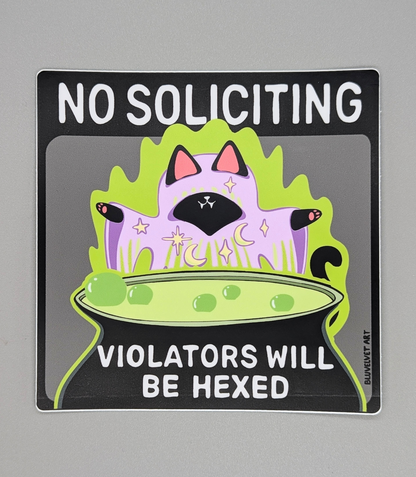 No Soliciting Hex Vinyl Sticker 4.5"