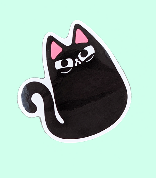 Glossy Judgy Cat Vinyl Diecut Sticker