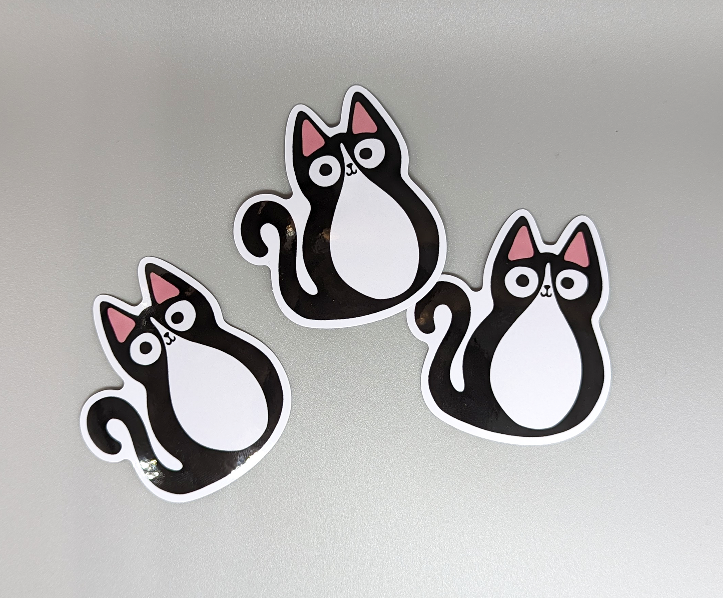 Tuxedo cat Stickers that have a gloss finish and are waterproof