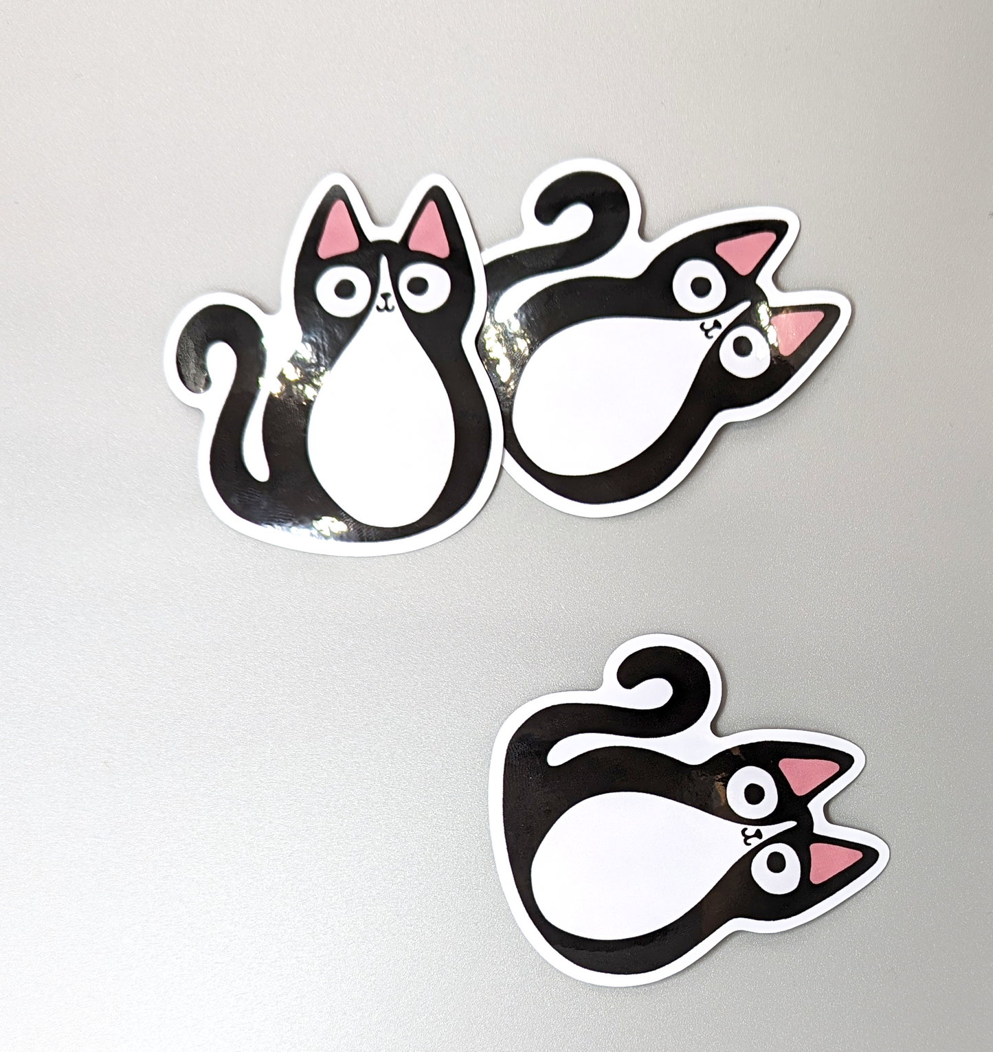 Tuxedo cat Stickers that have a gloss finish and are waterproof