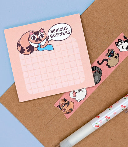 Office Cat Serious Business Sticky Notes