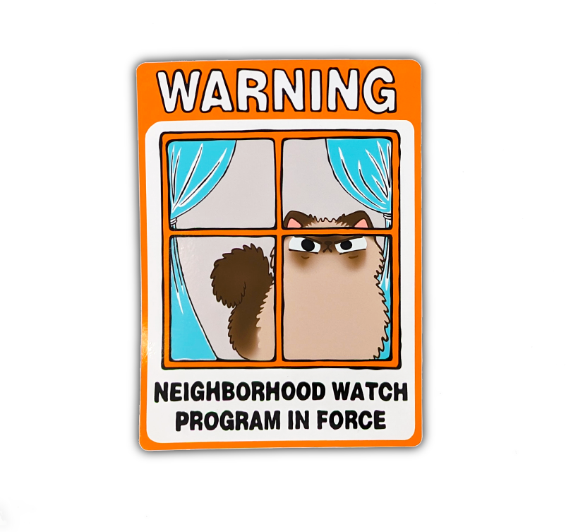 Neighborhood Watch Cat Window Cling of angry Himalayan Cat 