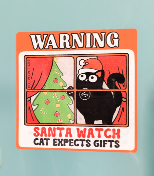Neighborhood Watch Christmas Window Cling - Santa Watch