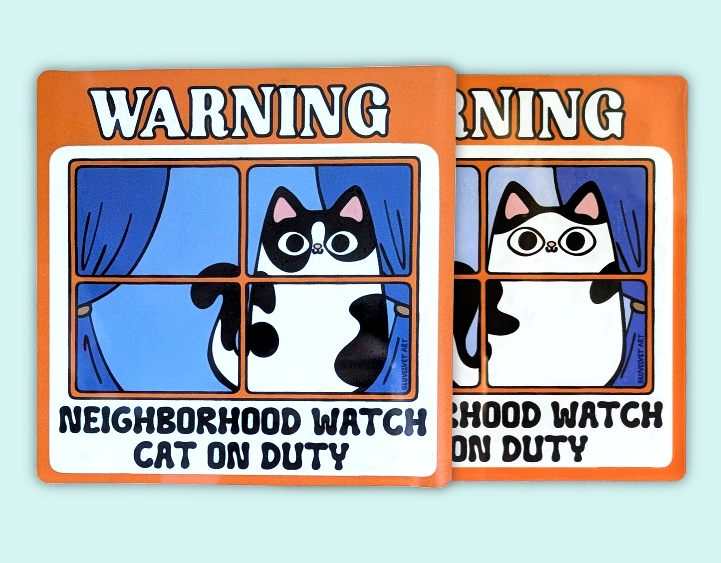Neighborhood Watch Cat Window Cling - Cow Cat
