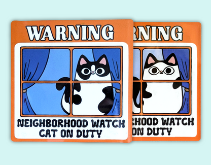 Neighborhood Watch Cat Window Cling - Cow Cat