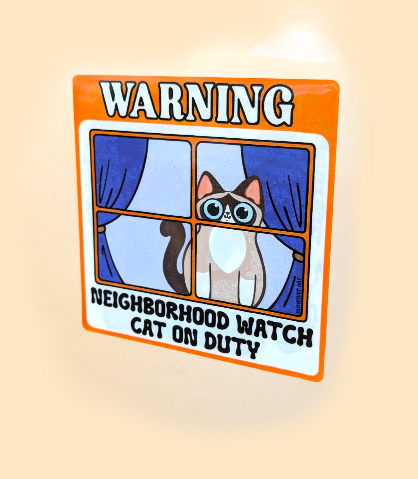 Neighborhood Watch Cat Window Cling - Snowshoe Cat