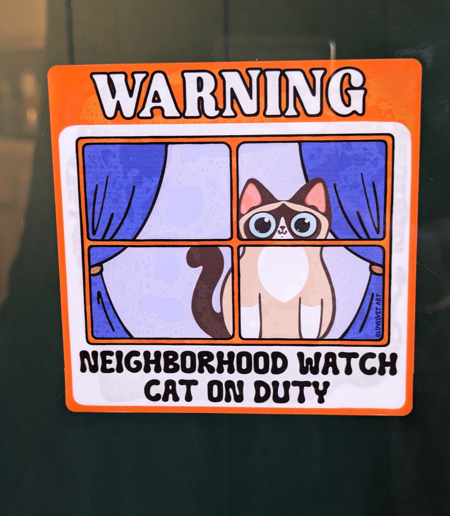 Neighborhood Watch Cat Window Cling - Snowshoe Cat