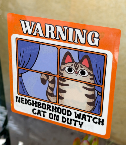 Cartoon Tabby Cat Art Window Cling