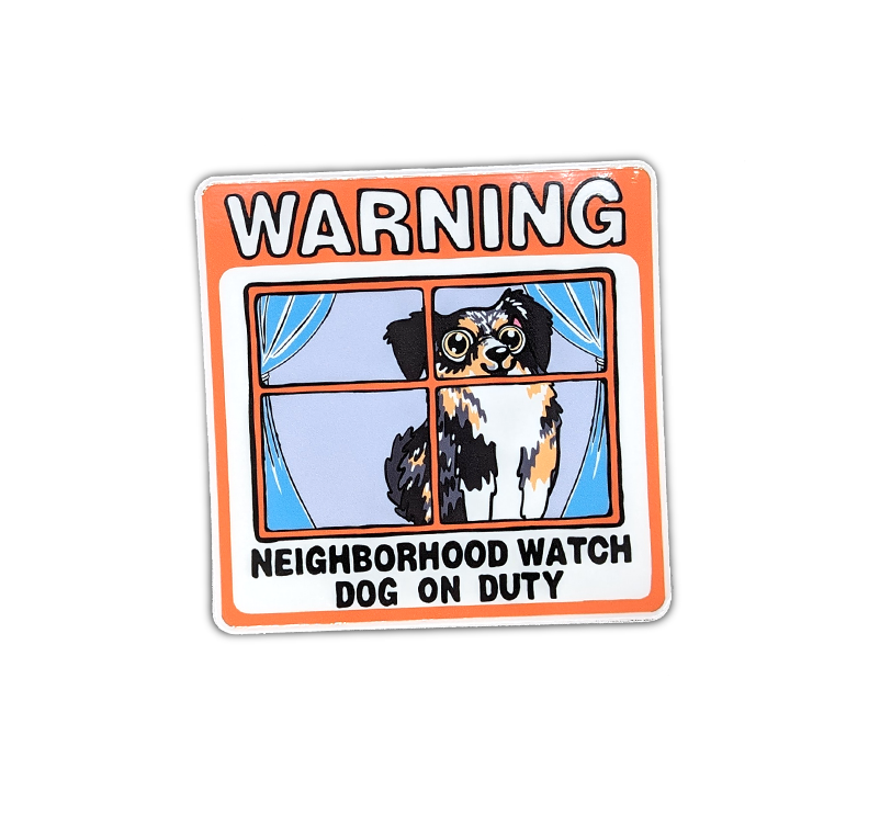 Neighborhood Watch Dog on Duty Australian Shepard window cling sticker