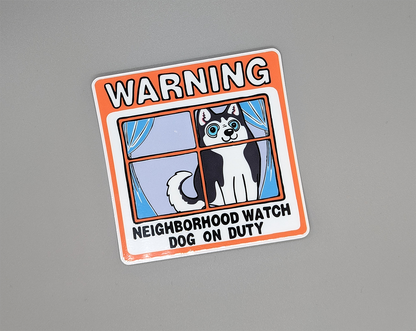 Neighborhood Watch Dog Window Cling - Husky