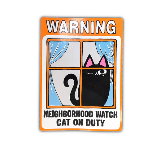 Neighborhood Watch Cat Window Cling - Black Cat One Eye