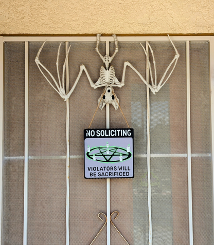 Wooden No Soliciting Sign (Violators Will Be Sacrificed)