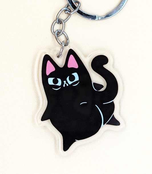 Caked Up Kitty Judgy Cat Acrylic Keychain