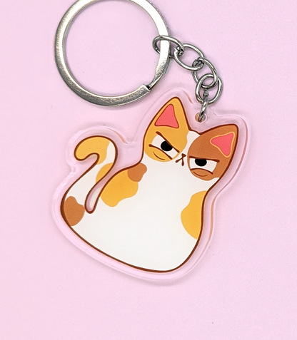 Calico Judgy Cat Acrylic Keychain