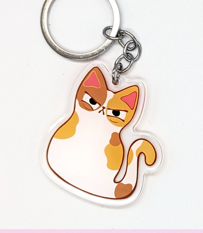 Calico Judgy Cat Acrylic Keychain